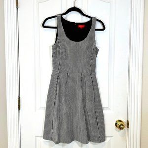 Fit & Flare Black & White Striped Tank Dress with Pockets 4